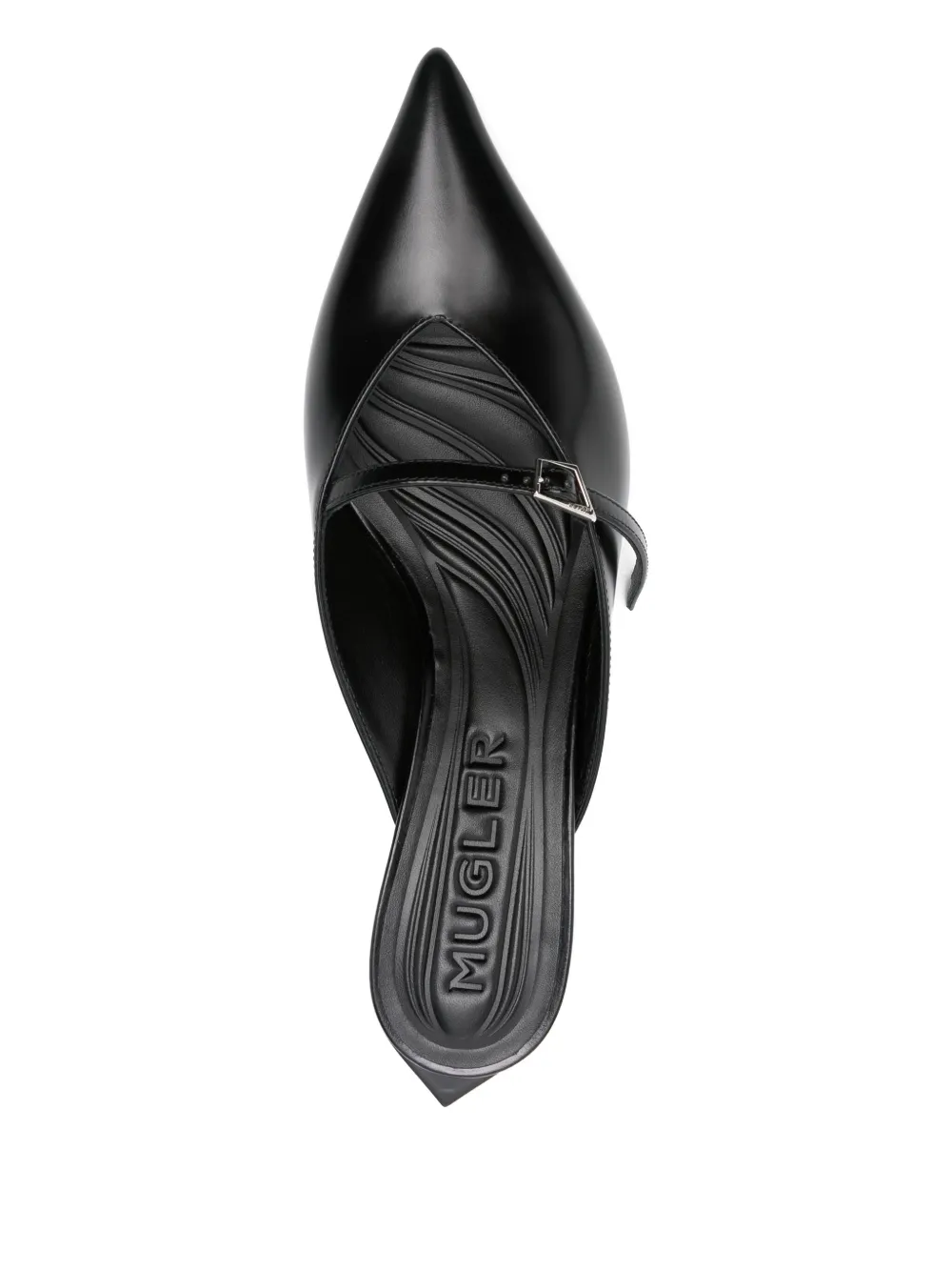 Mugler 70mm pointed-toe ribbon mules Black
