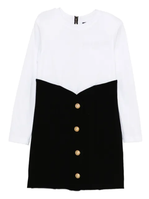 Balmain Kids colourblock button-detail dress
