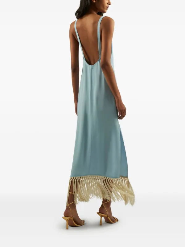 Taller Marmo Palermo fringe-detail Midi Dress | Blue
