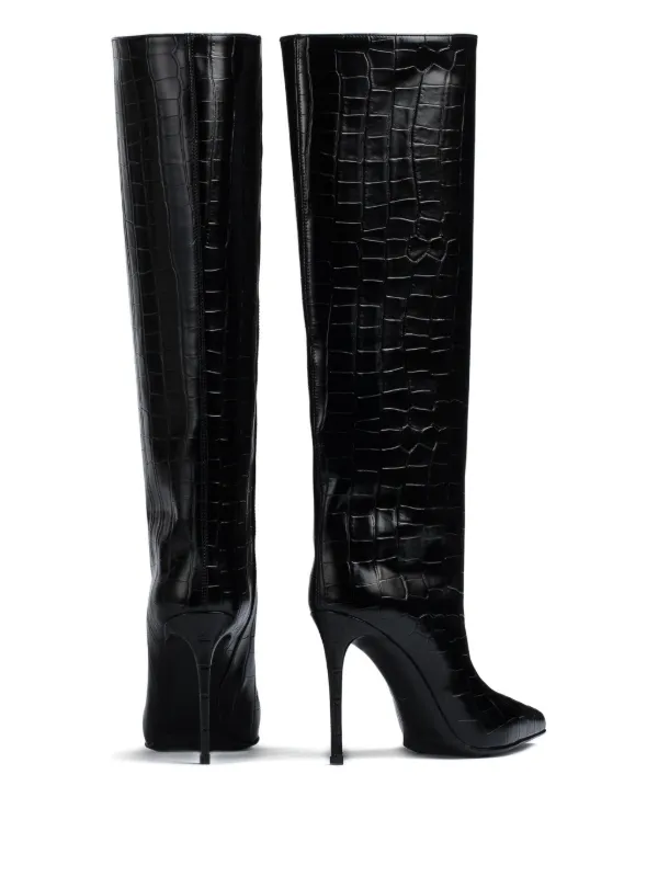 ロングブーツ LE SILLA Black Leather Bella Boots 4255c100bmppnem377_stivale_bel