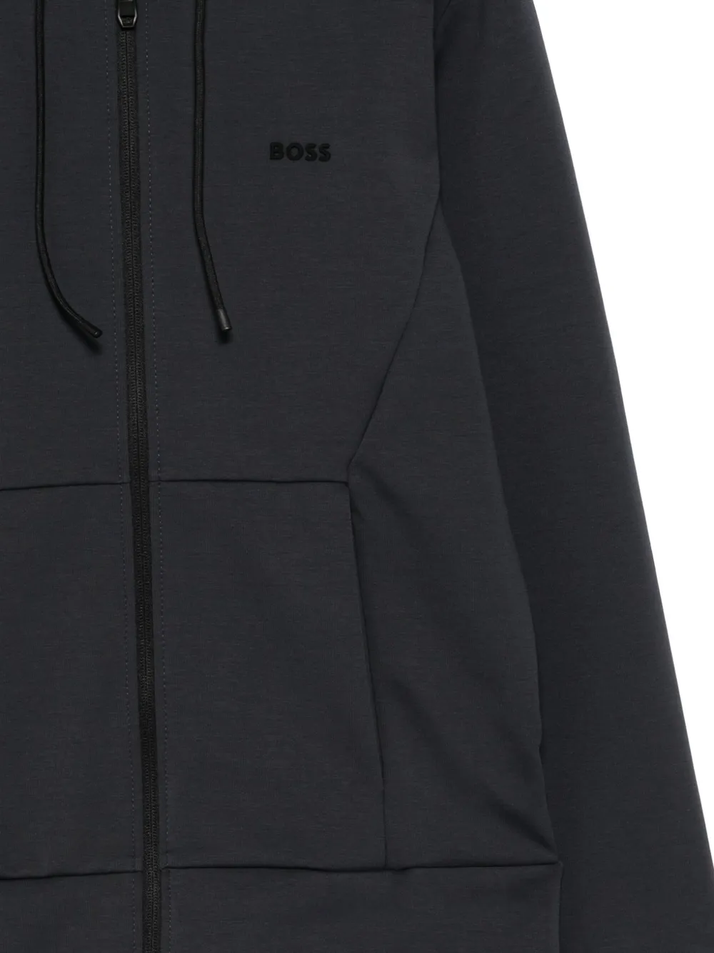 BOSS Hoodie met logo-reliëf Blauw