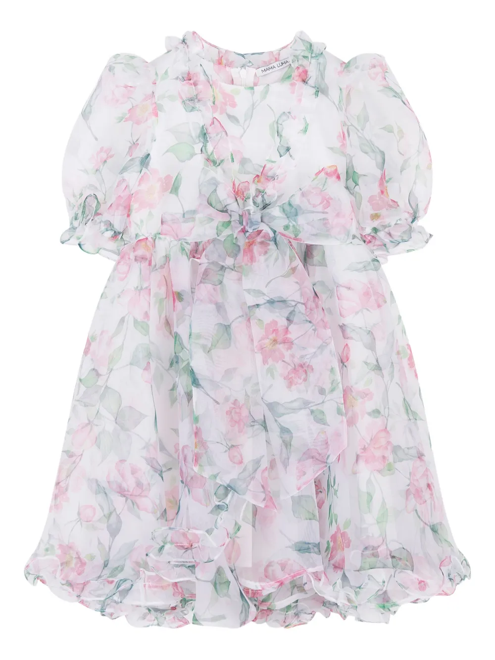 MAMA LUMA KIDS フローラル ラッフル ワンピース - ホワイト MAMA LUMA KIDS フローラル ラッフル ワンピース - ホワイト