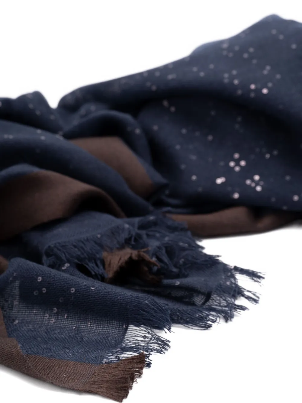 Brunello Cucinelli sequin-embellished cashmere scarf Blauw