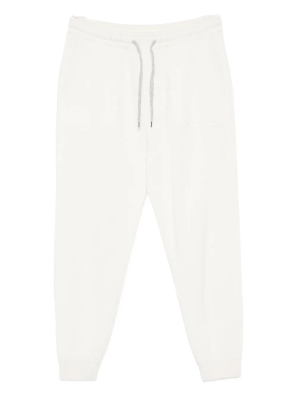 Brunello Cucinelli Men Cashmere English Rib Knit Track Pants In White