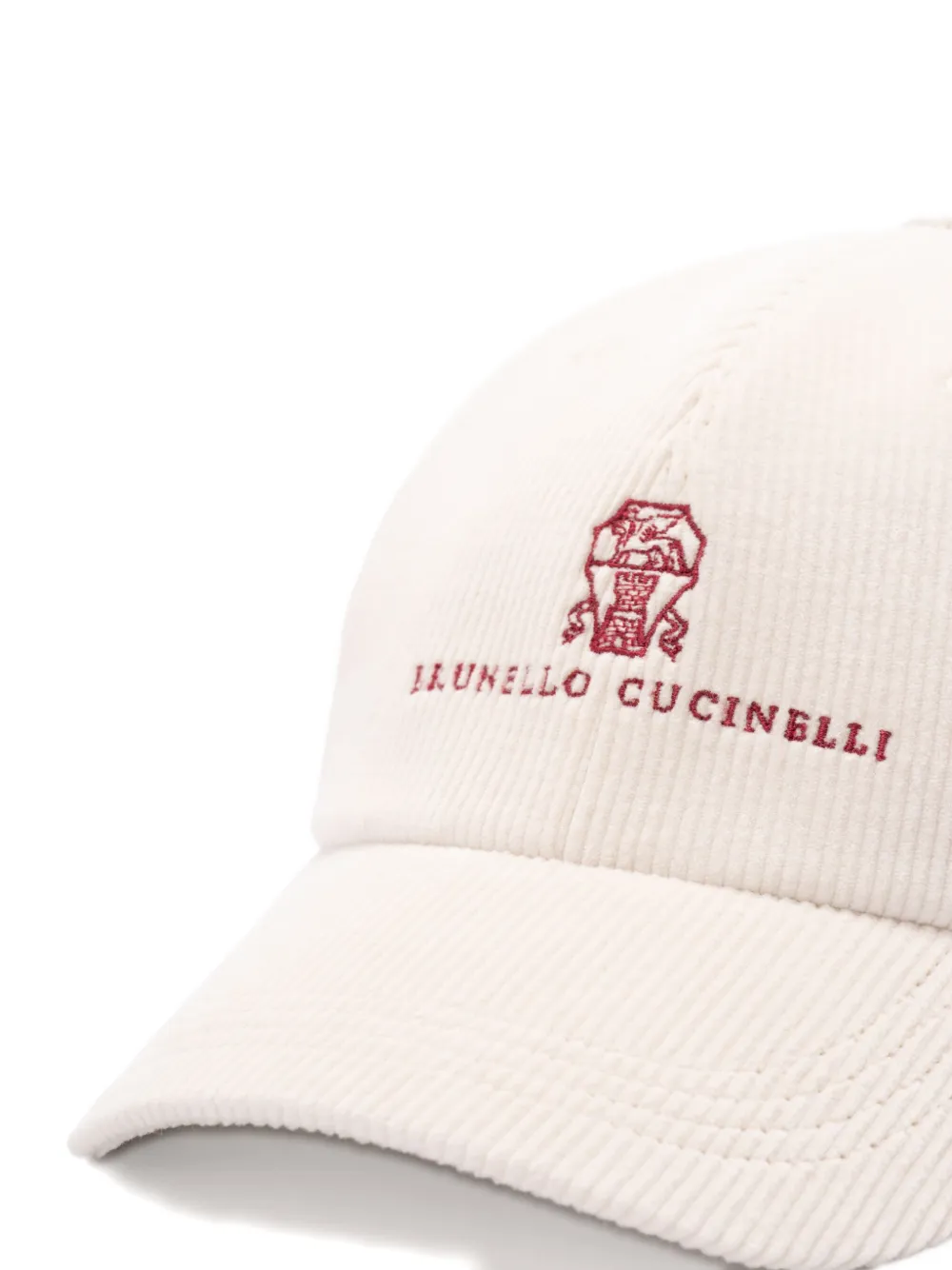 Brunello Cucinelli corduroy logo-embroidered baseball cap Beige