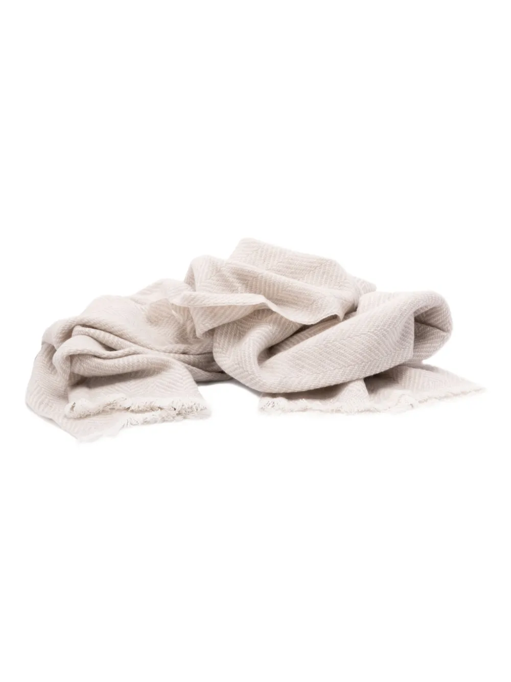Brunello Cucinelli Kasjmier sjaal met visgraatpatroon Beige
