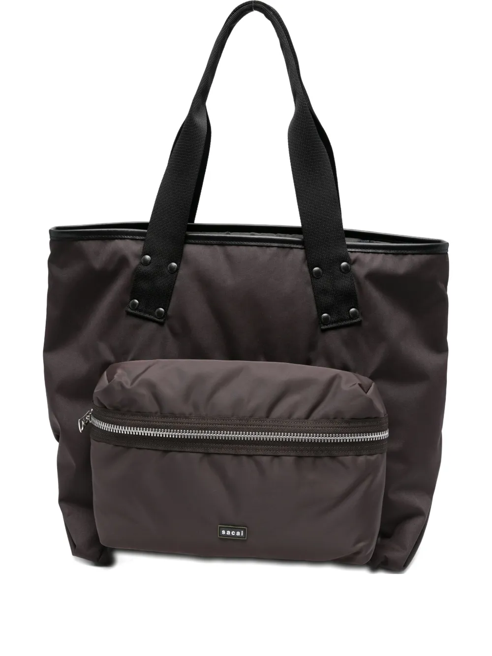 Sacai Detachable-pouch Tote Bag In Brown