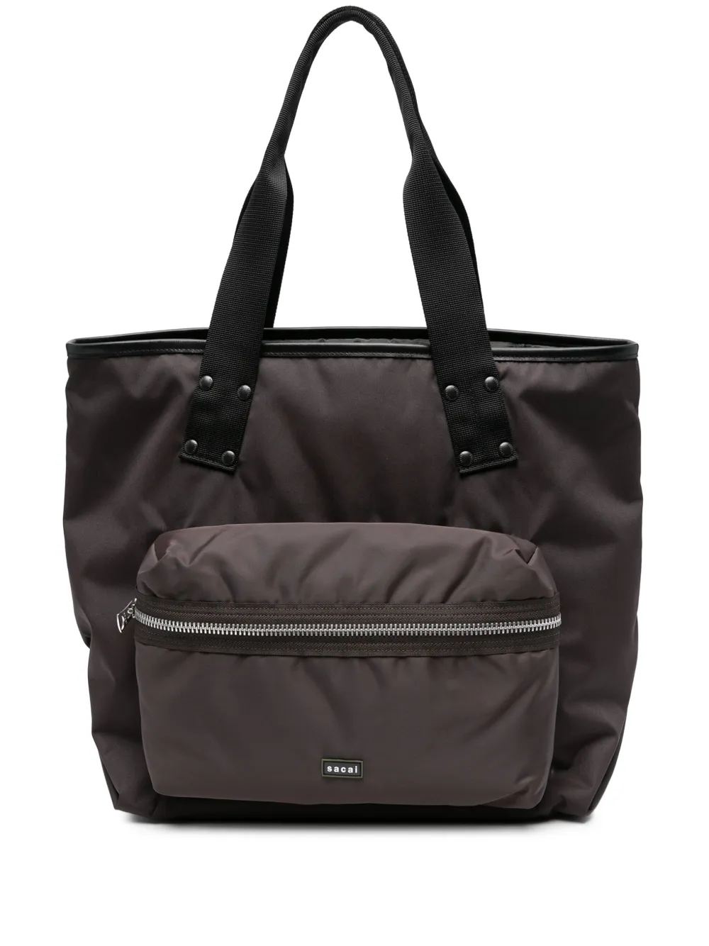 Sacai detachable-pouch tote bag Bruin