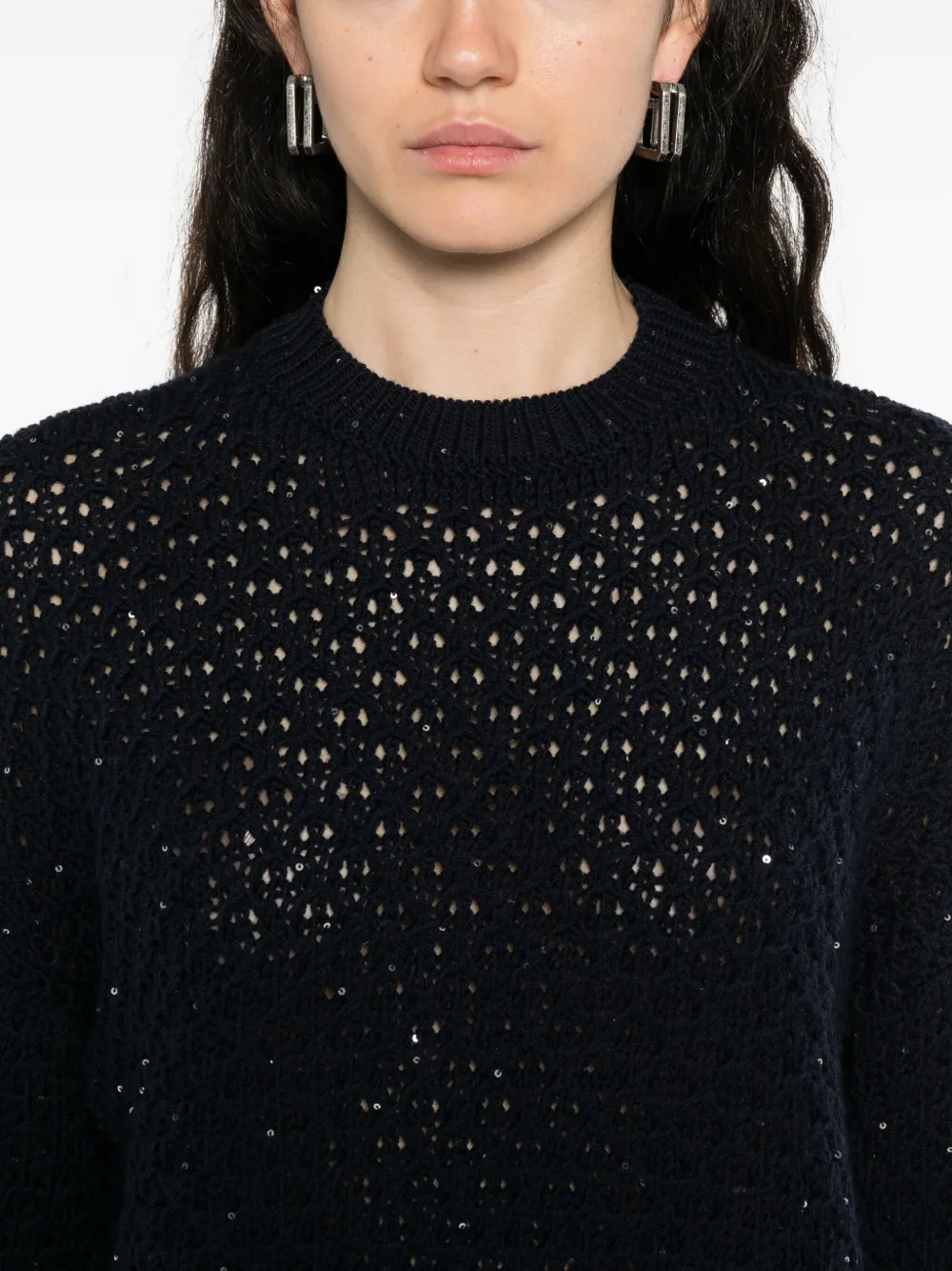 Peserico sequin-embellished wool sweater Blauw