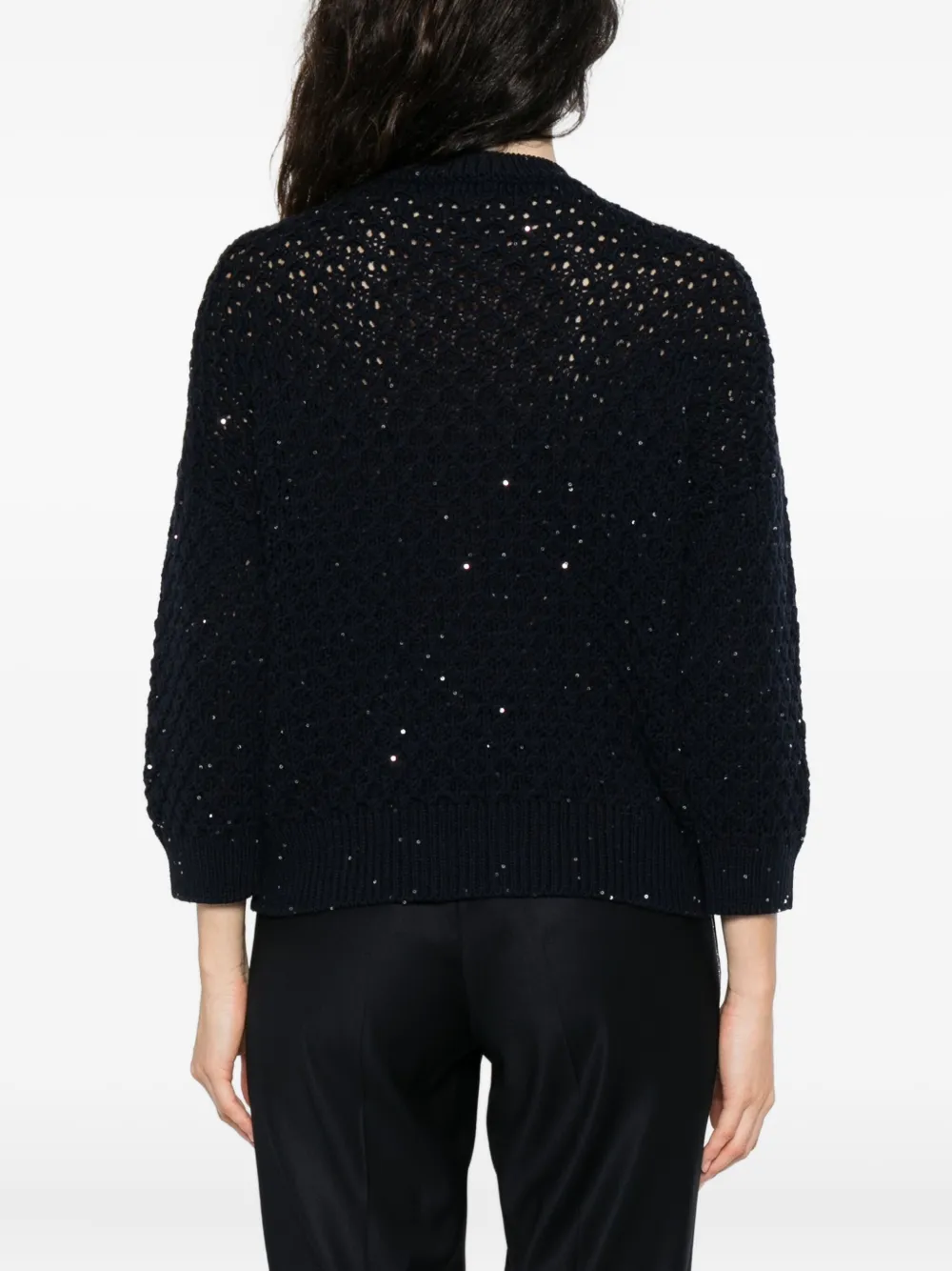 Peserico sequin-embellished wool sweater Blauw