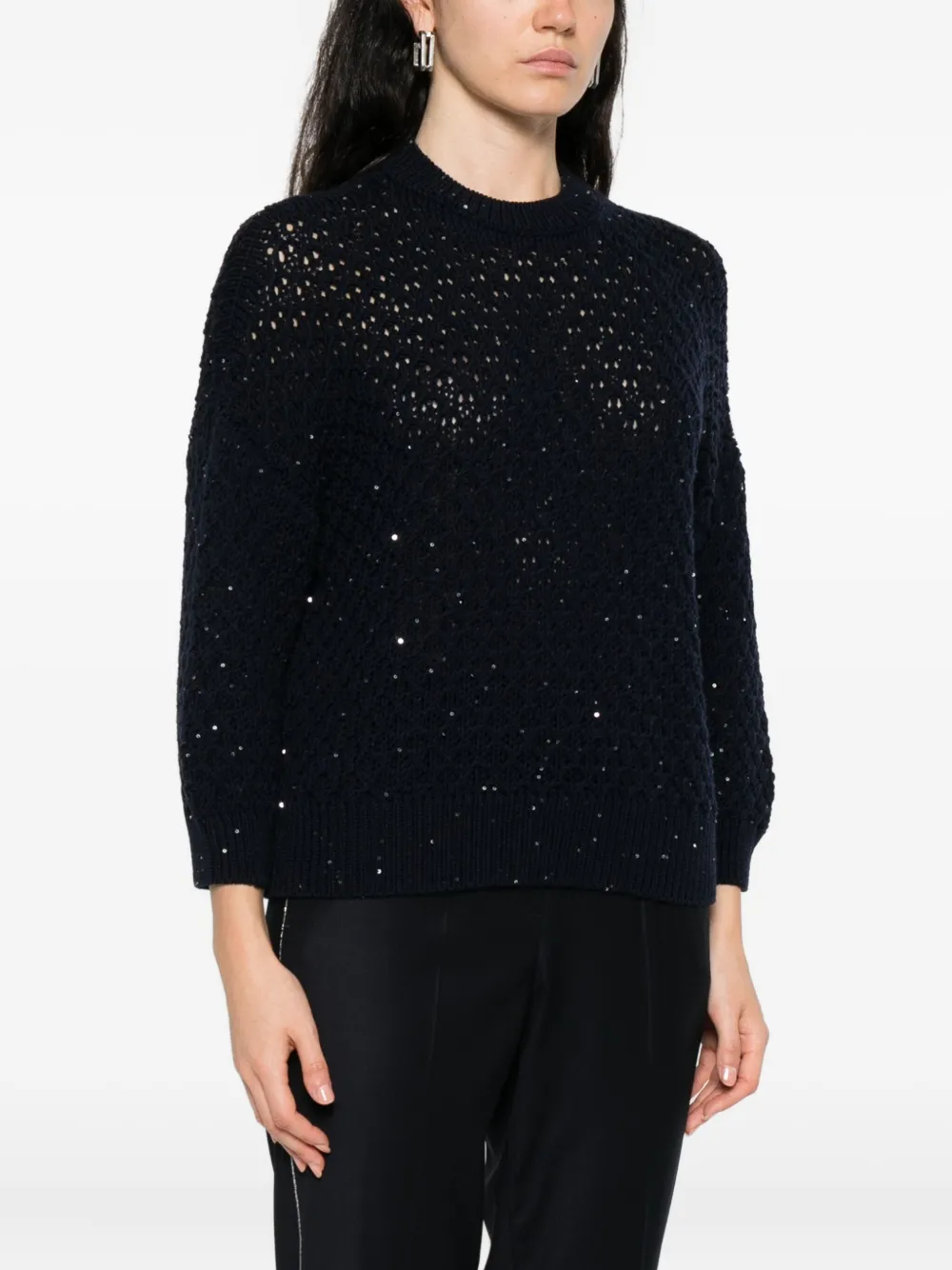Peserico sequin-embellished wool sweater Blauw