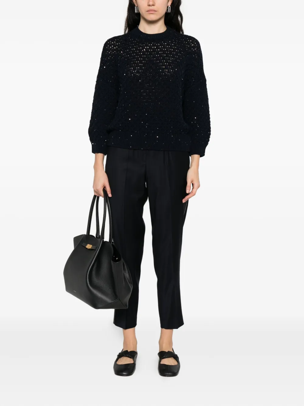 Peserico sequin-embellished wool sweater Blauw