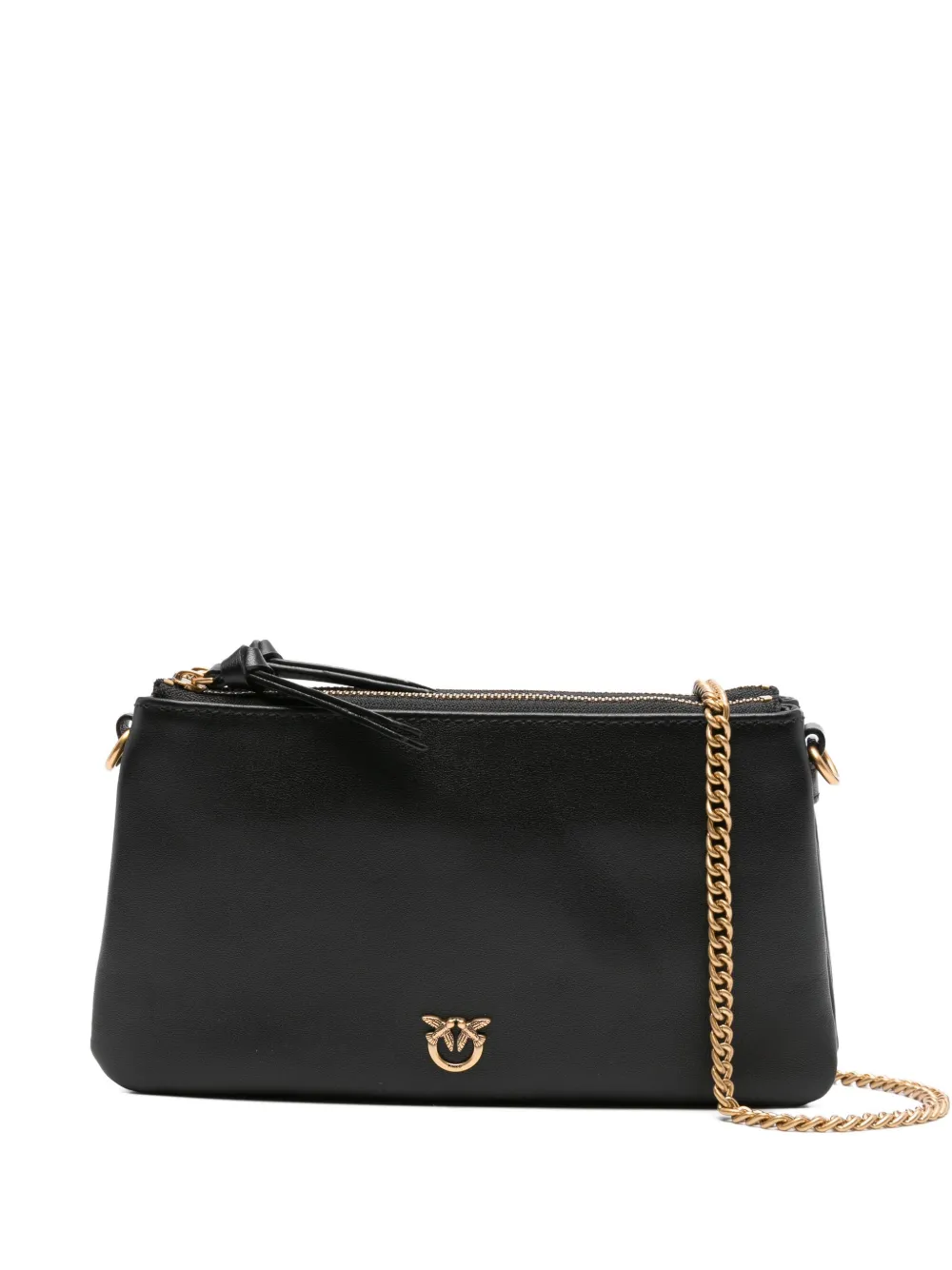 Pinko Double-zip Leather Cross-body Bag In Black