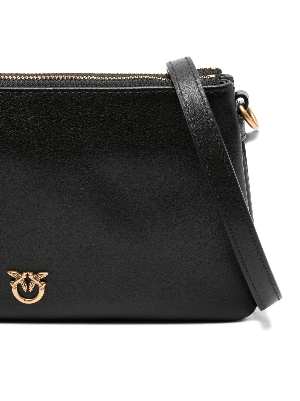 Pinko Double-zip Leather Cross-body Bag In Black