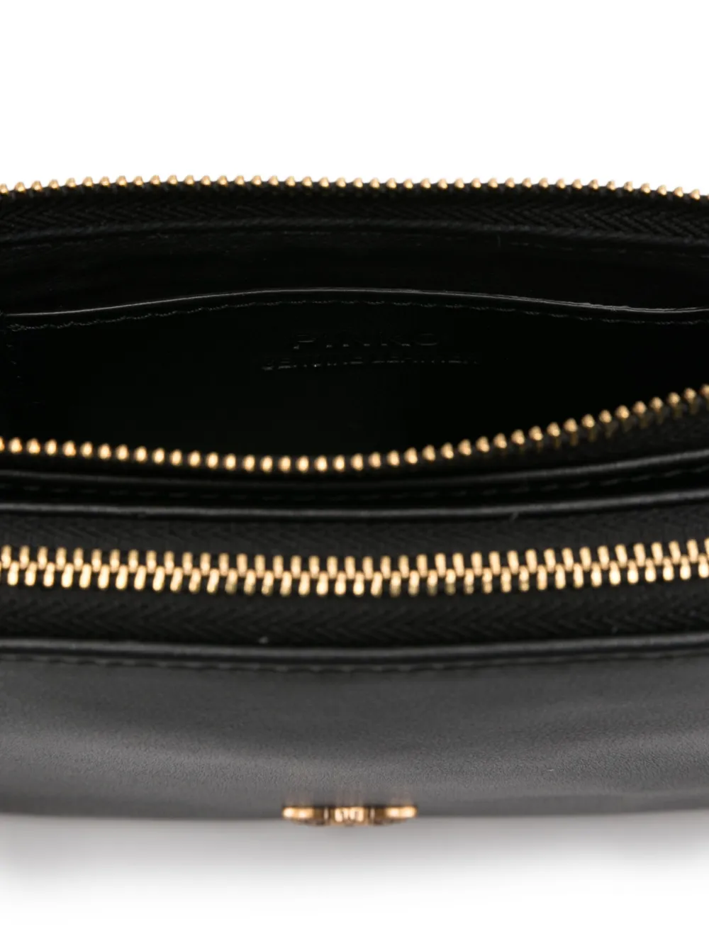 Pinko Double-zip Leather Cross-body Bag In Black