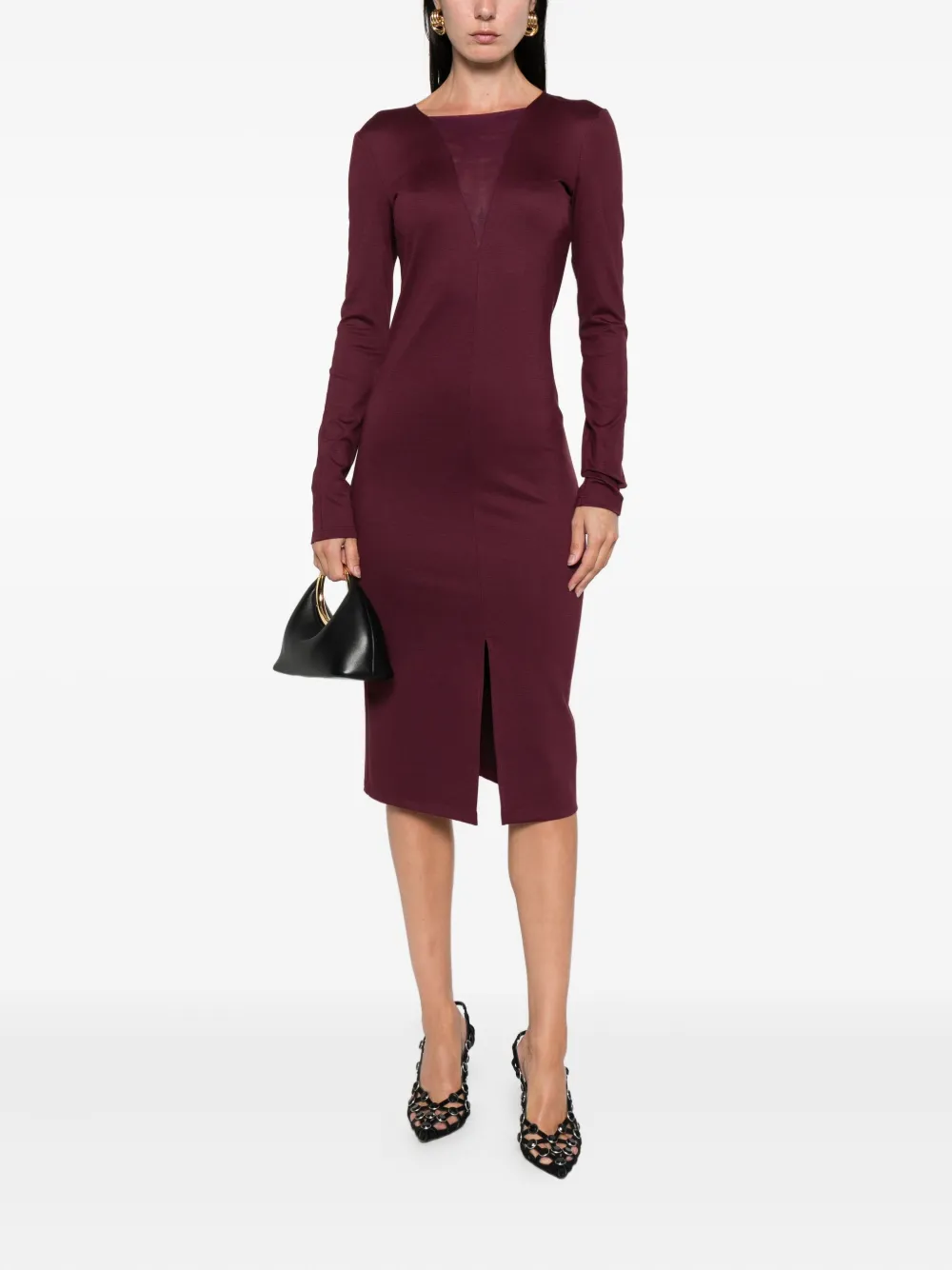 Patrizia Pepe V-neck long-sleeved dress Rood