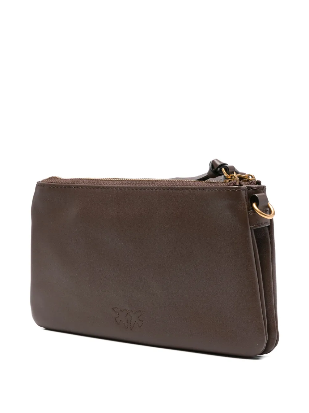 Pinko Double-zip Leather Cross Body Bag In Brown