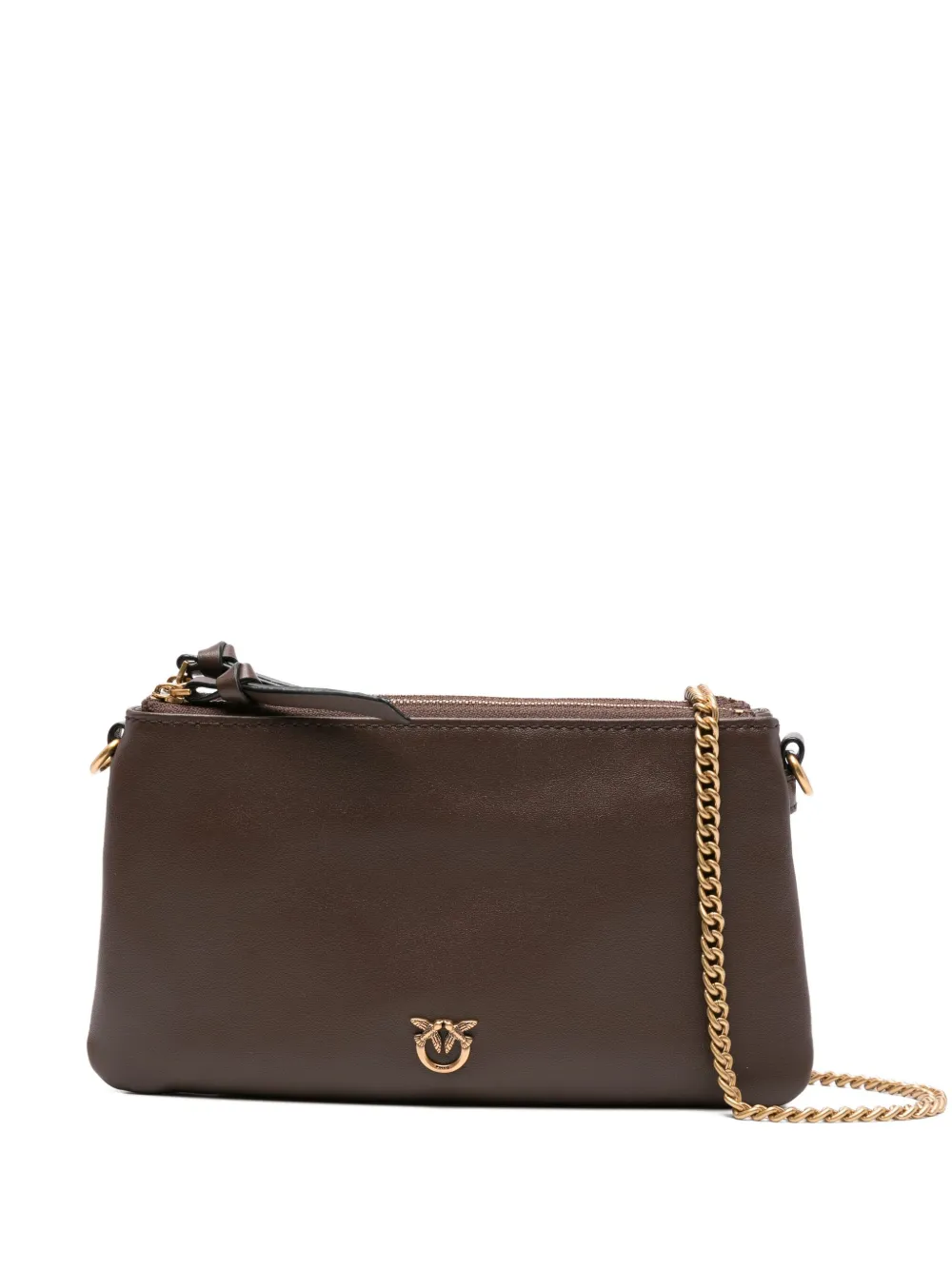 Pinko Double-zip Leather Cross Body Bag In Brown