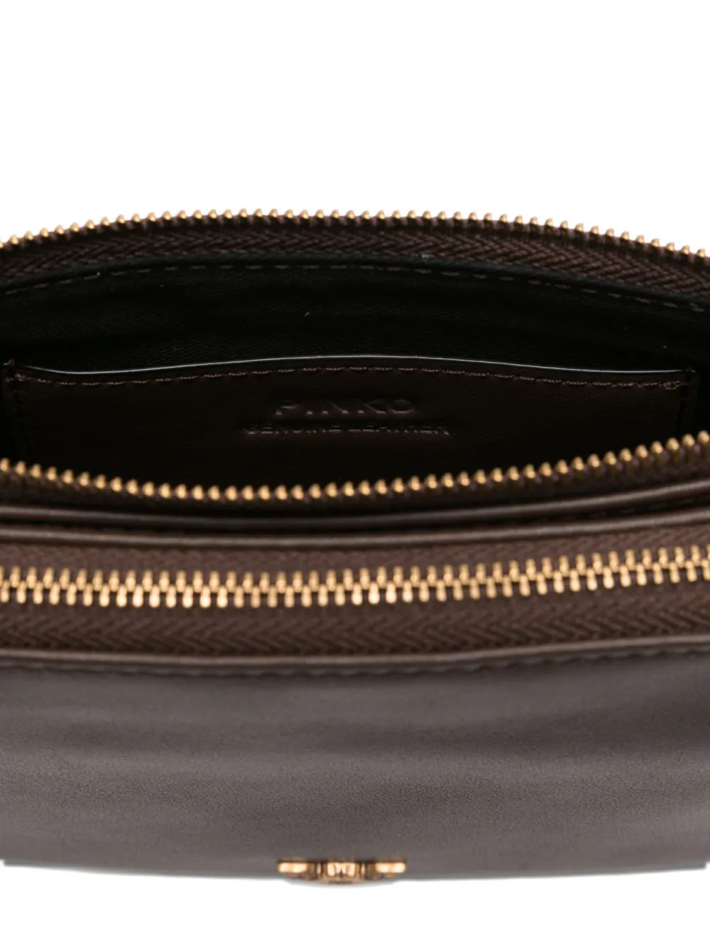 Pinko Double-zip Leather Cross Body Bag In Brown