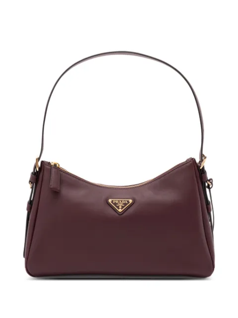 Prada enamel triangle logo tote bag