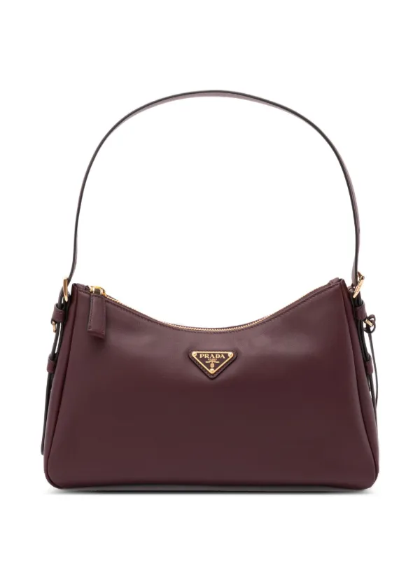 Prada Enamel Triangle Logo Tote Bag | Red | FARFETCH RO