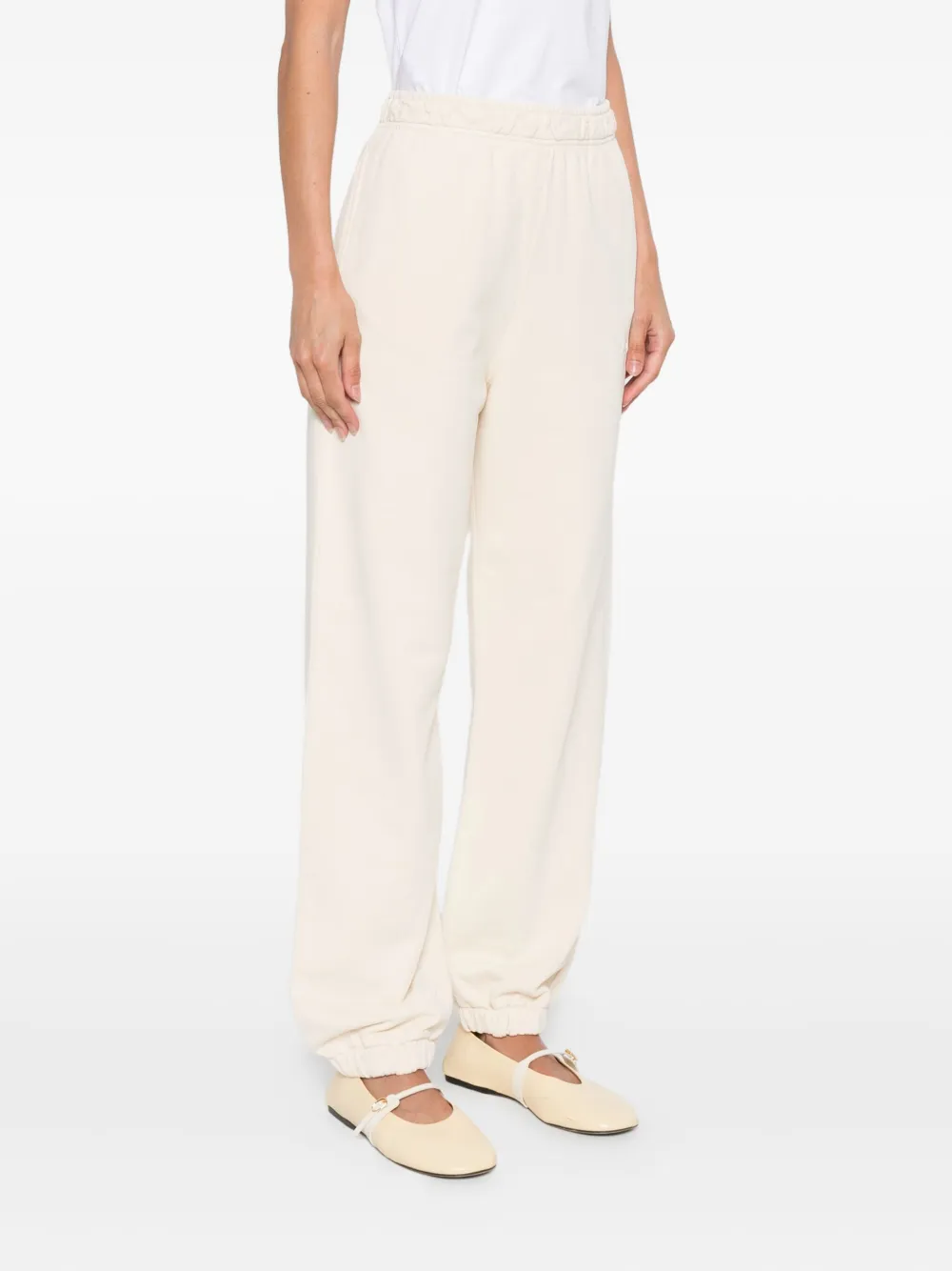 Pinko Elastic-ankles Cotton Trousers In Neutral