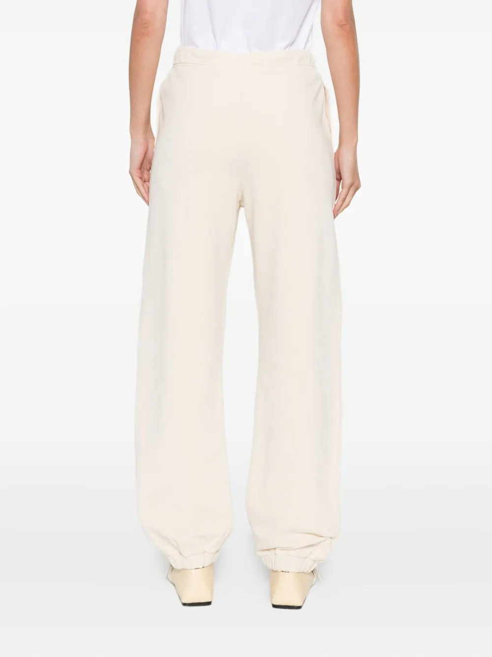 Pinko Elastic-ankles Cotton Trousers In Neutral