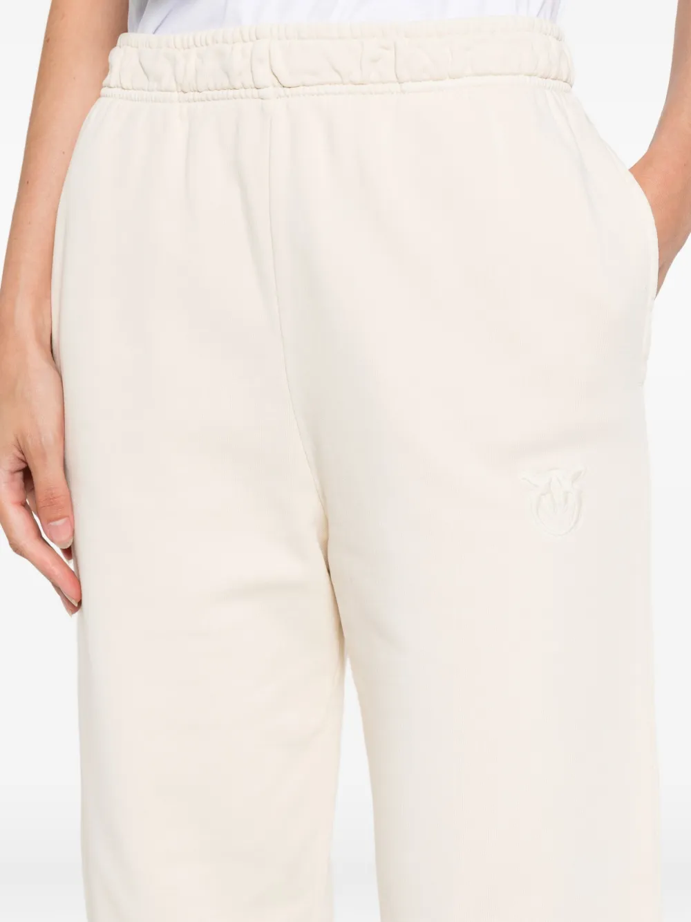 Pinko Elastic-ankles Cotton Trousers In Neutral