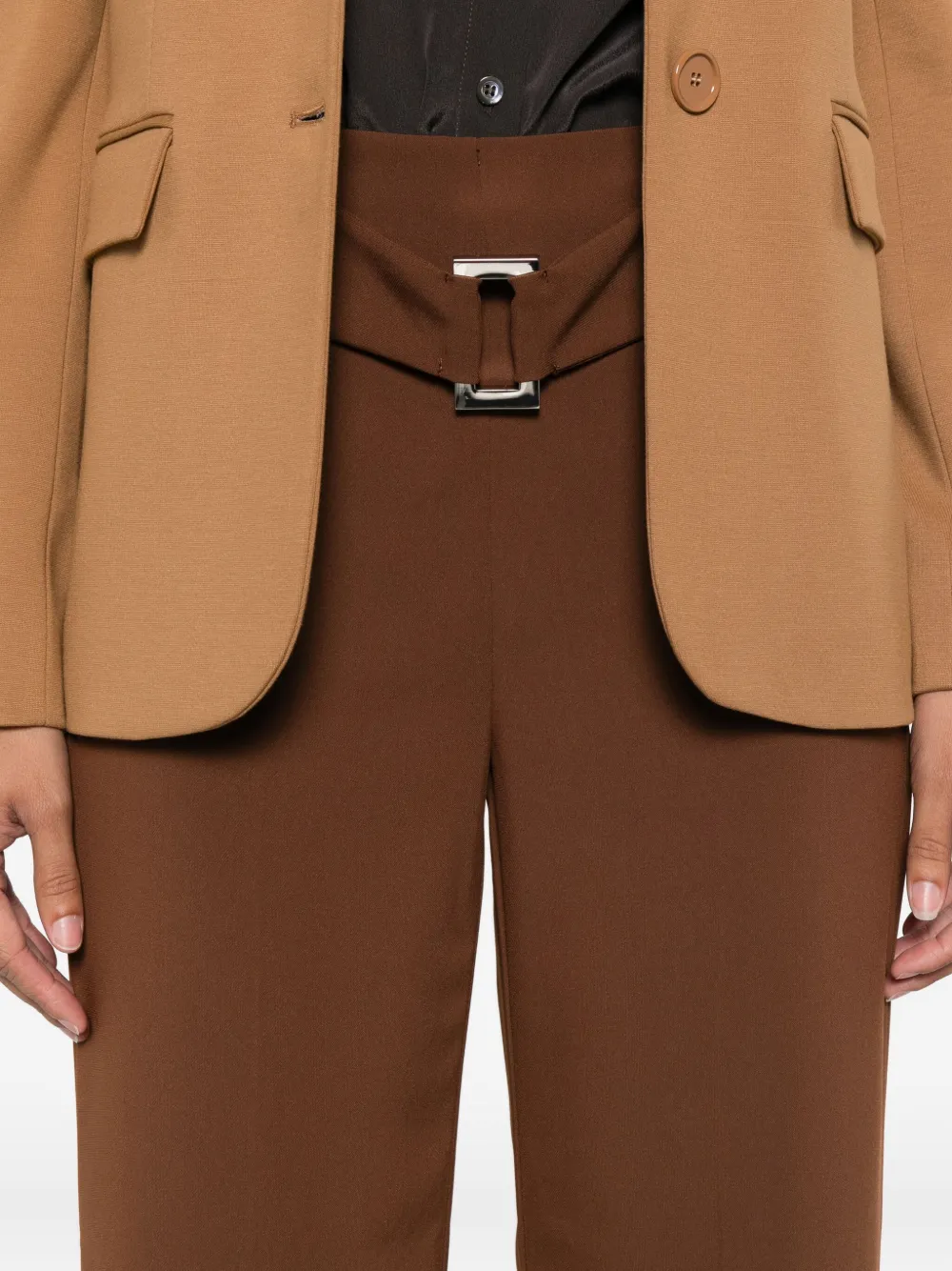 Patrizia Pepe buckle-fastening wide-leg trousers Bruin