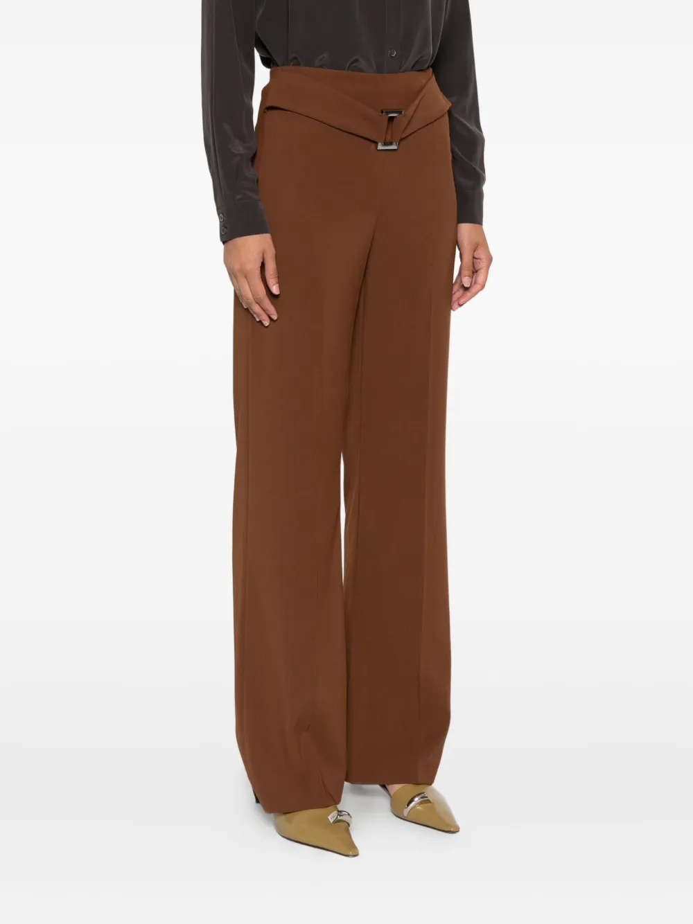 Patrizia Pepe buckle-fastening wide-leg trousers Bruin