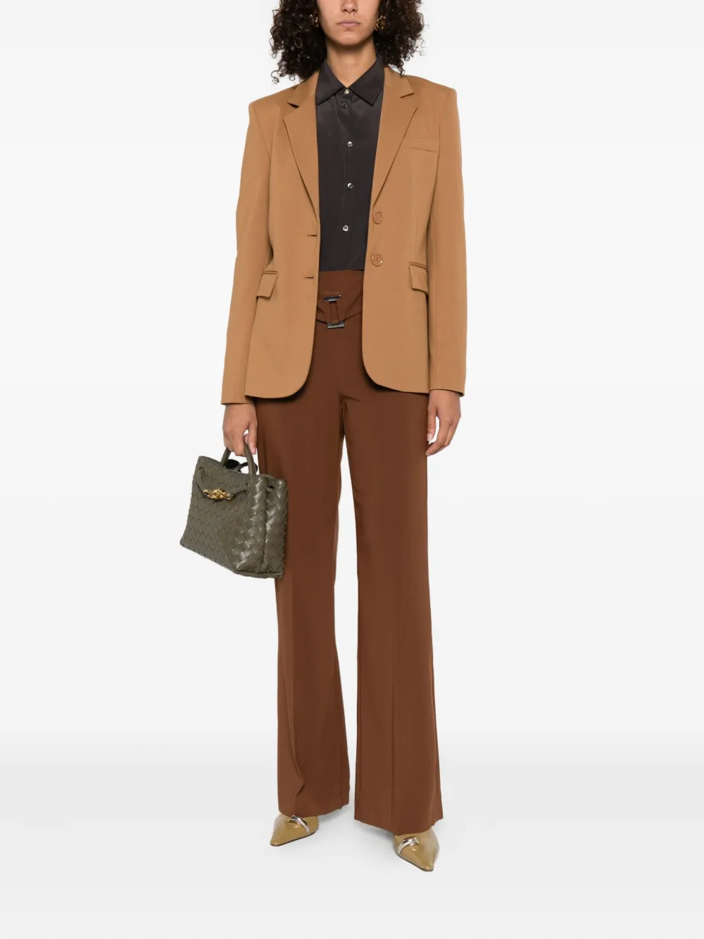 Patrizia Pepe buckle-fastening wide-leg trousers Bruin