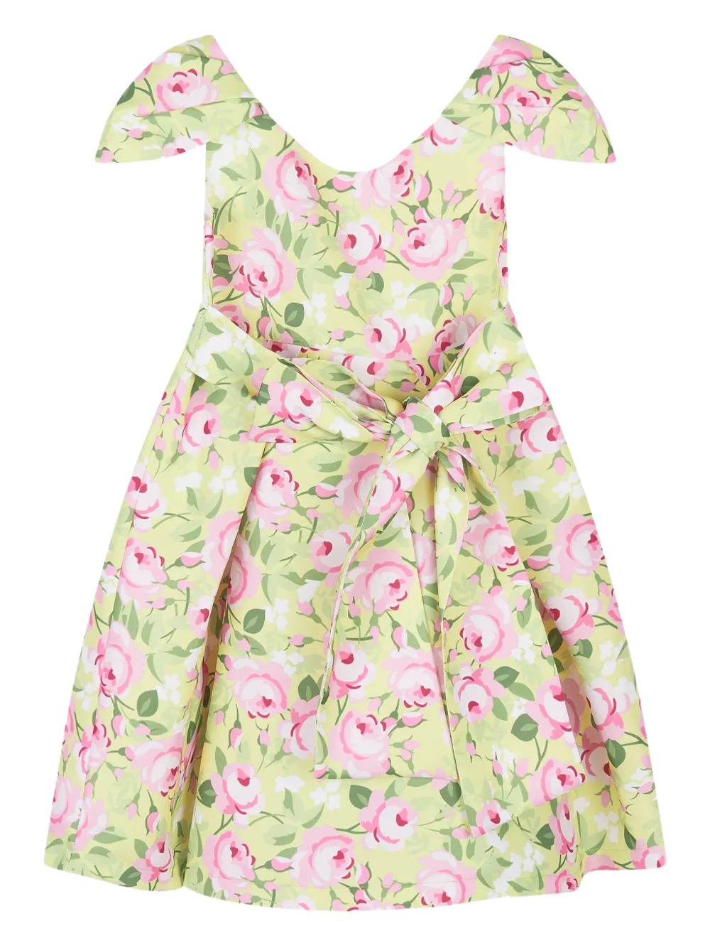 MAMA LUMA KIDS rose-print pleated dress | Green | Image 1