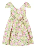 MAMA LUMA KIDS rose-print pleated dress - Green