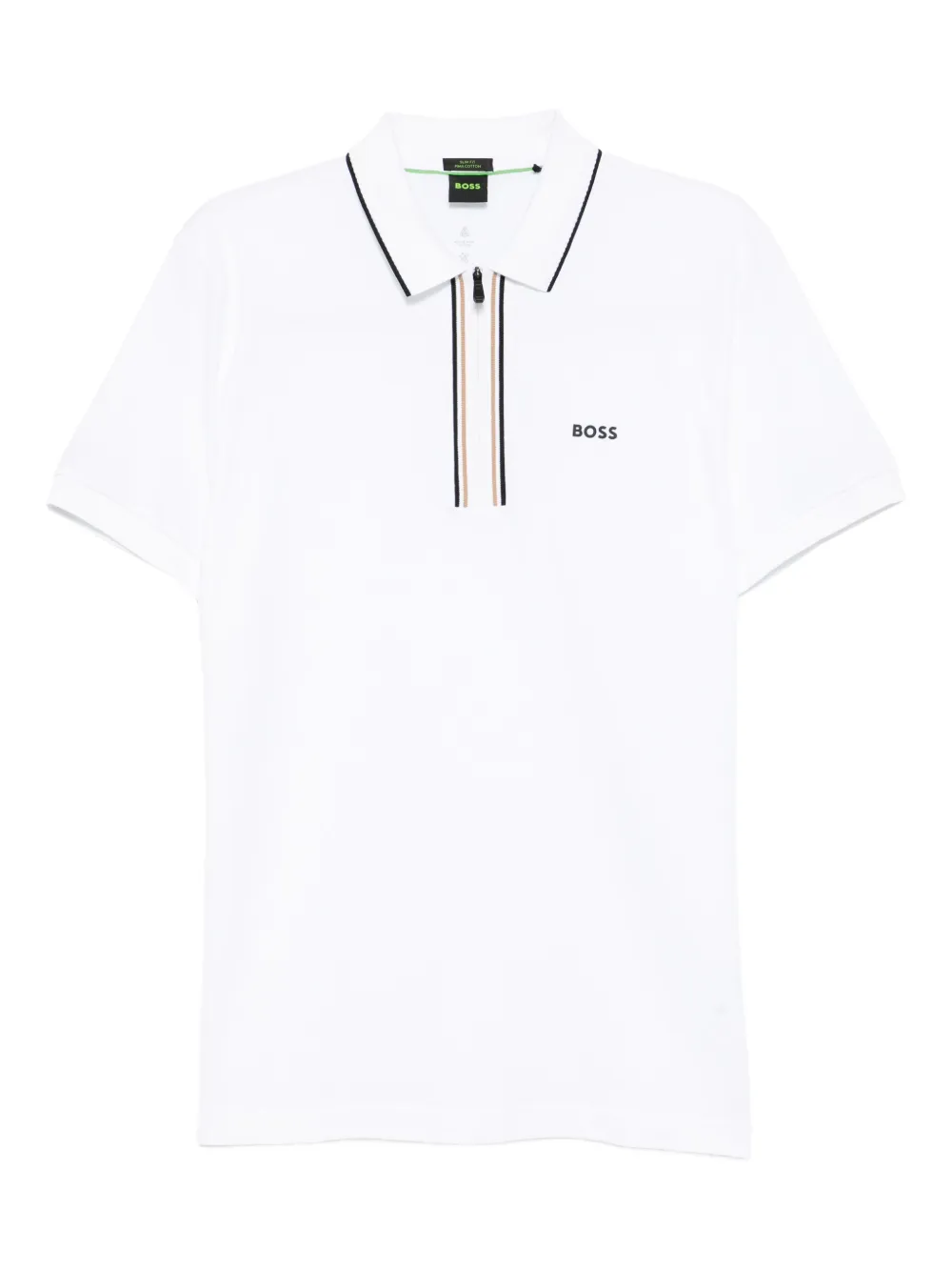 BOSS logo-appliqué zip-up polo shirt | White | Image 1