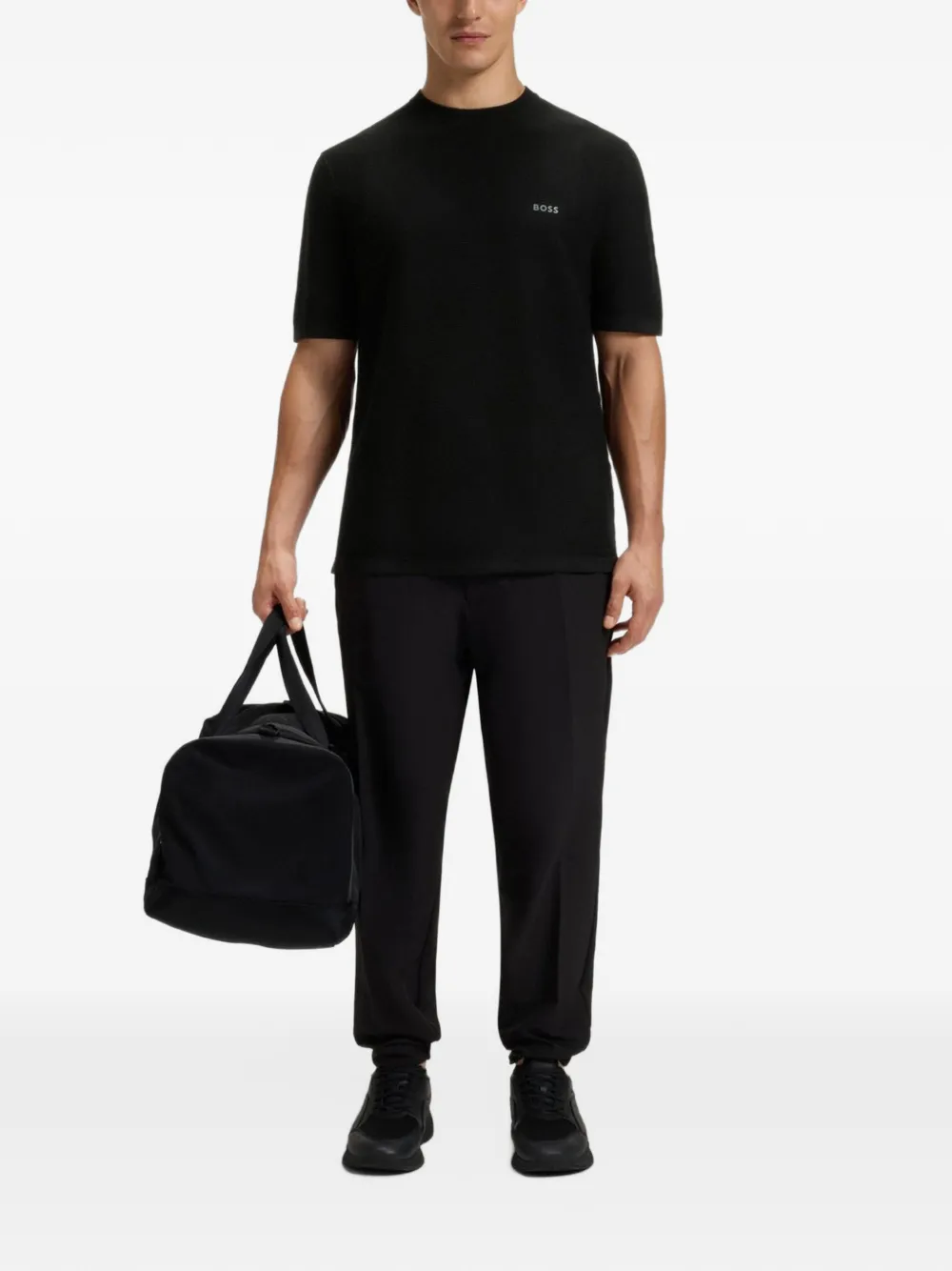 BOSS T-shirt met logoprint Zwart
