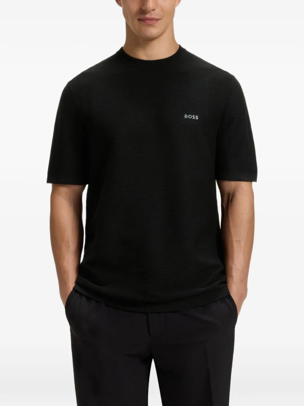 BOSS T-shirt met logoprint Zwart