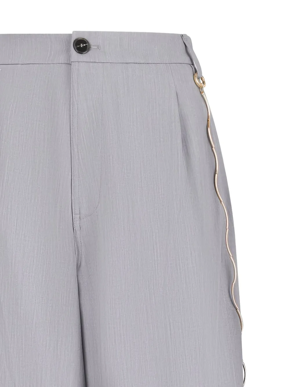 Darkpark Chain-detail Pleated-front Trousers In Gray