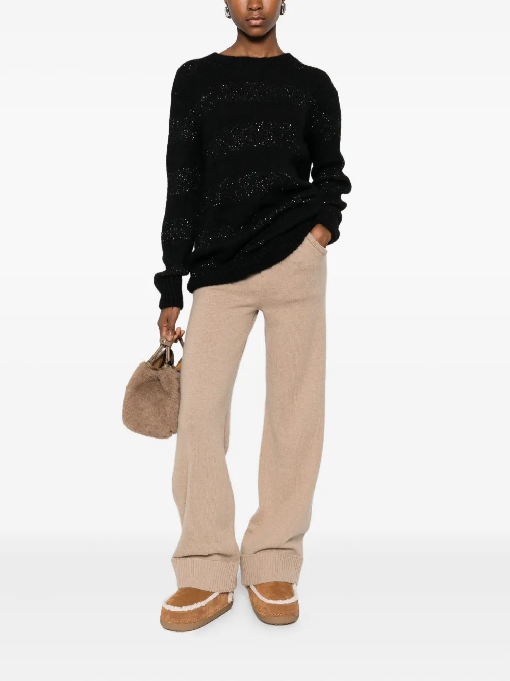 Herno Striped Sweater In Black