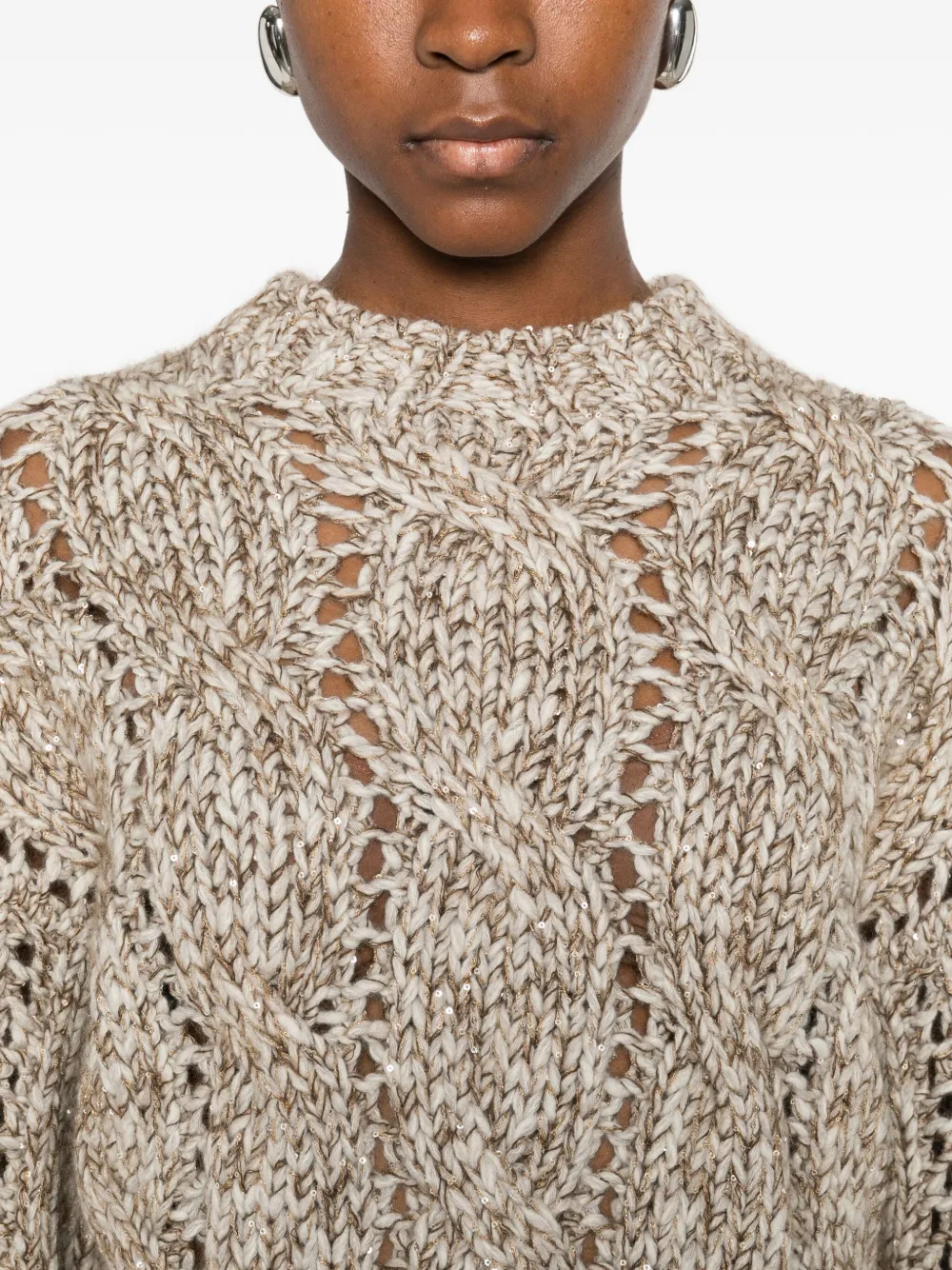 Brunello Cucinelli Kabelgebreide trui Beige