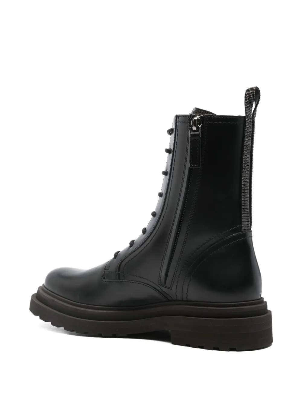 Brunello Cucinelli Leather Biker Boots In Multi