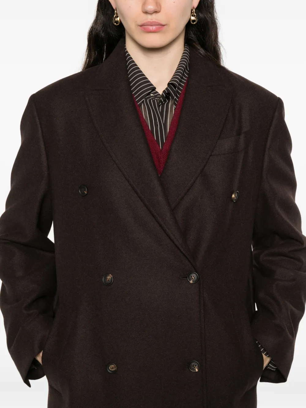 Brunello Cucinelli Double-breasted Buttoned Coat In Black