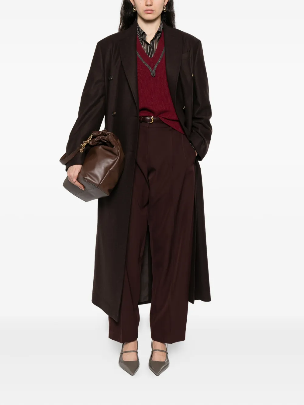 Brunello Cucinelli Double-breasted Buttoned Coat In Black
