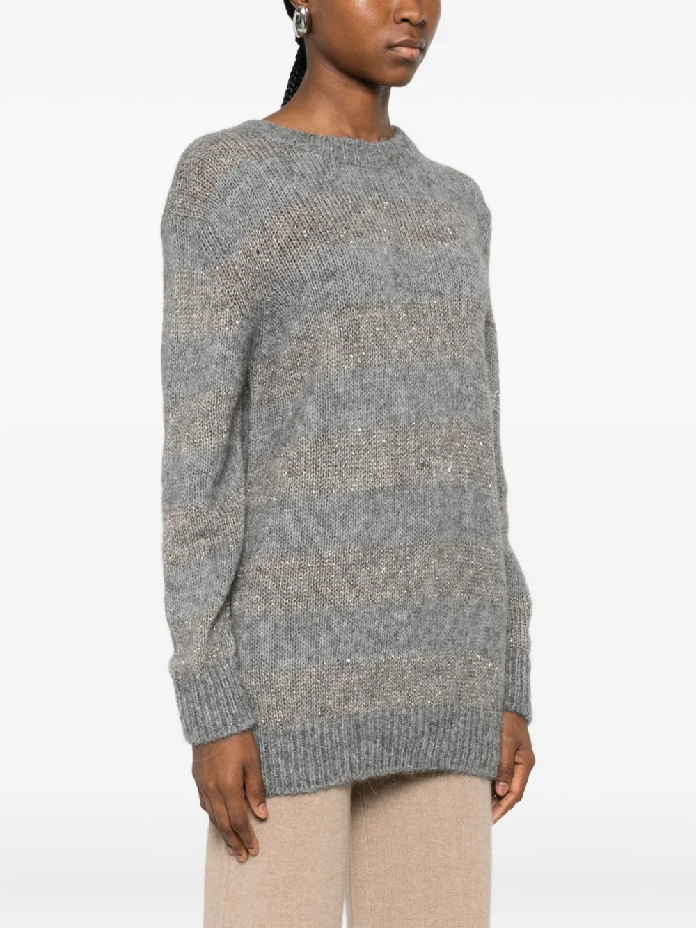 Herno Striped Sweater In Gray