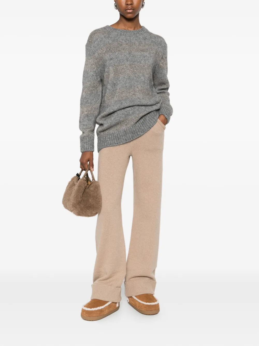 Herno Striped Sweater In Gray