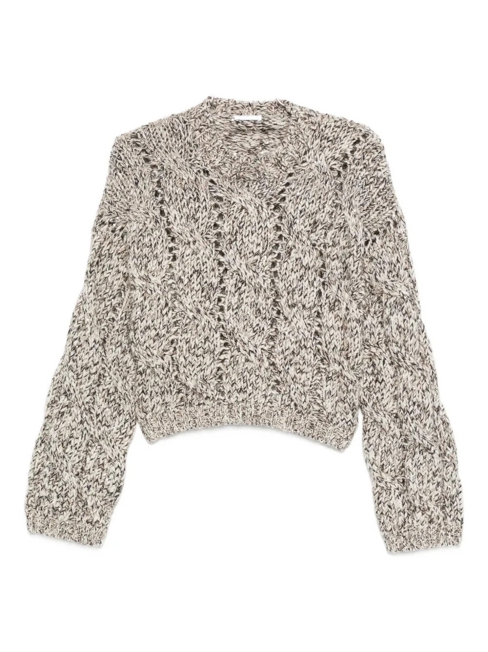 Brunello Cucinelli Cable-knit Balloon-sleeve Sweater In Black