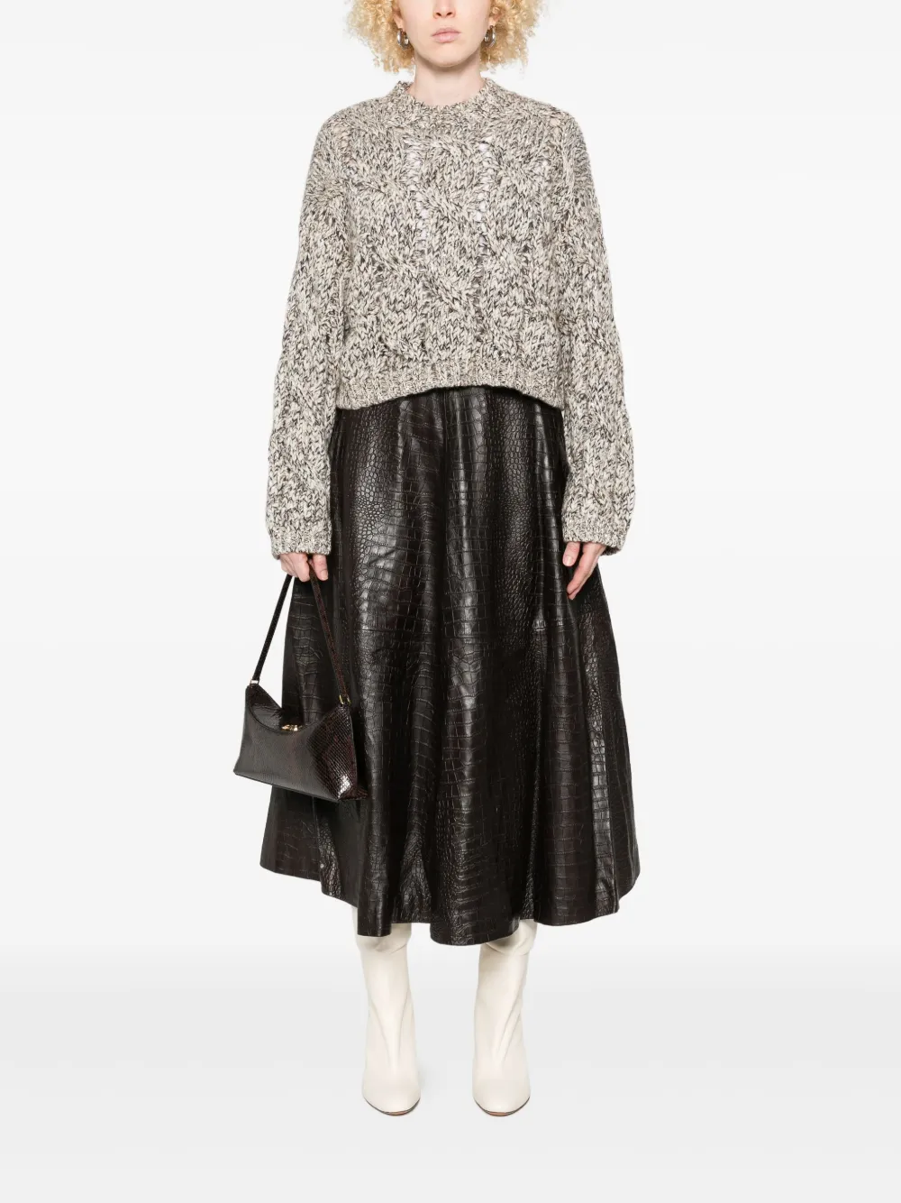 Brunello Cucinelli cable-knit balloon-sleeve sweater | Knitted Sweaters | Image 2