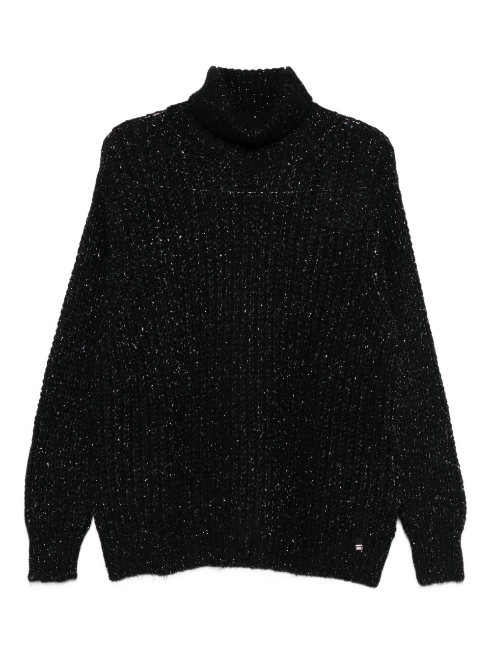 Herno Turtleneck Glitter-knit Sweater In Black