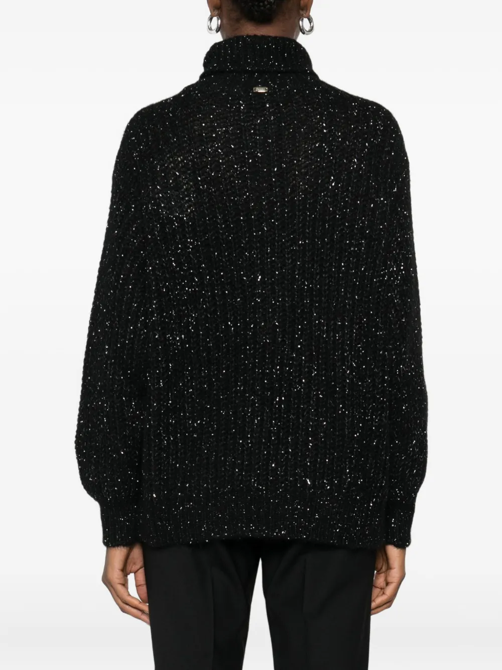 Herno Turtleneck Glitter-knit Sweater In Black