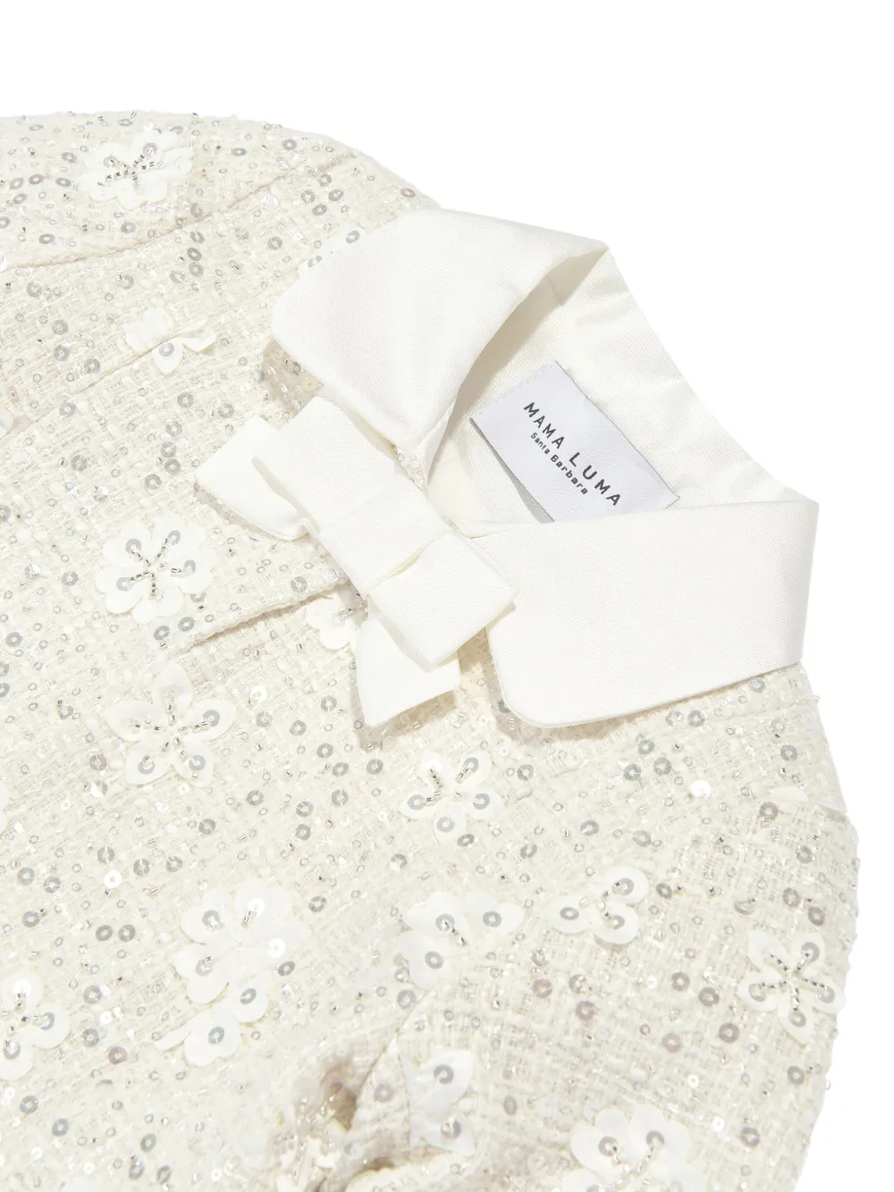  Mama Luma Kids Sequin-embellished Bow-detail Jacket - Neutrals 
