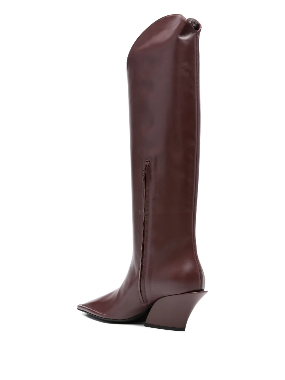 Mugler 70mm pointed-toe leather boots Red